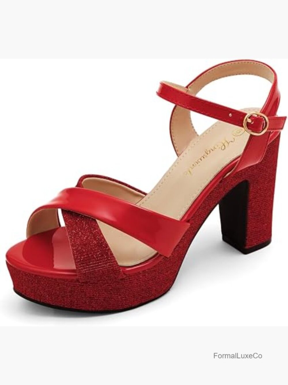 Sparkly Platform Chunky Heel Sandals Dressy Prom Wedding Evening Shoes